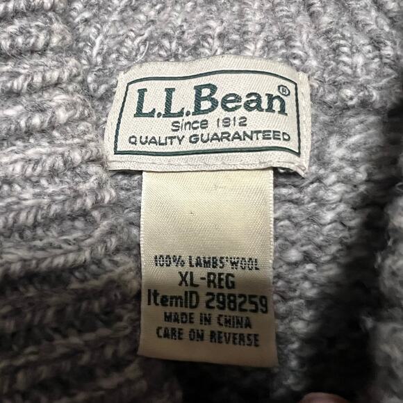 LL Bean Sweater Mens XL Gray Nordic Fair Isle Ragg Henley Sweater Lambswool - Picture 6 of 6
